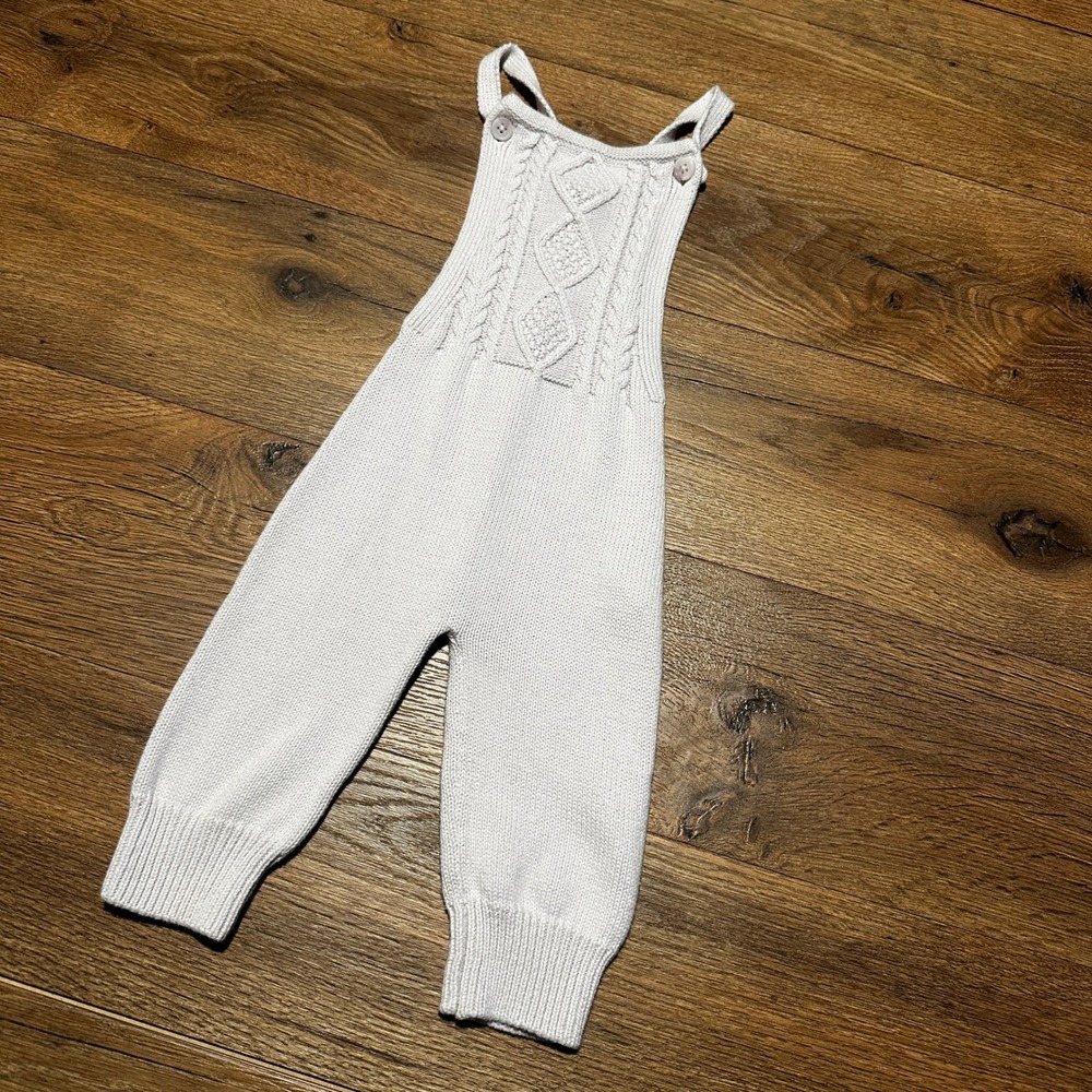 Jamie Kay Lavender Purple Cable Knit Overalls Baby 3-6M